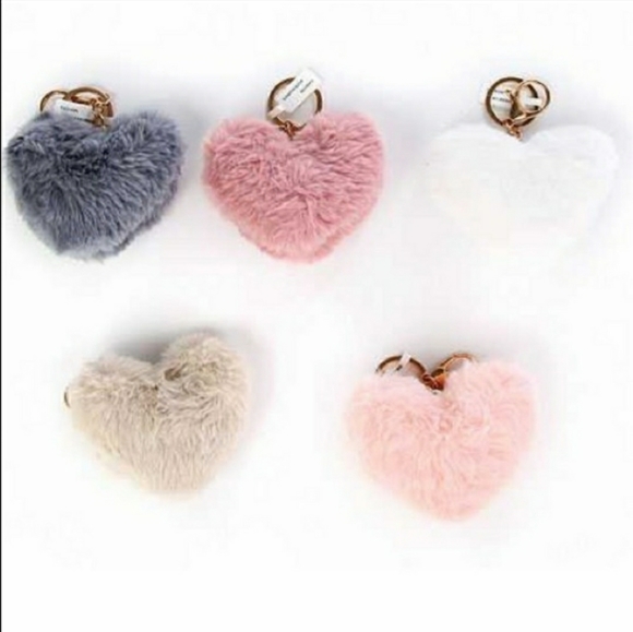 Fuzzy Heart Keychain - Picture 2 of 3